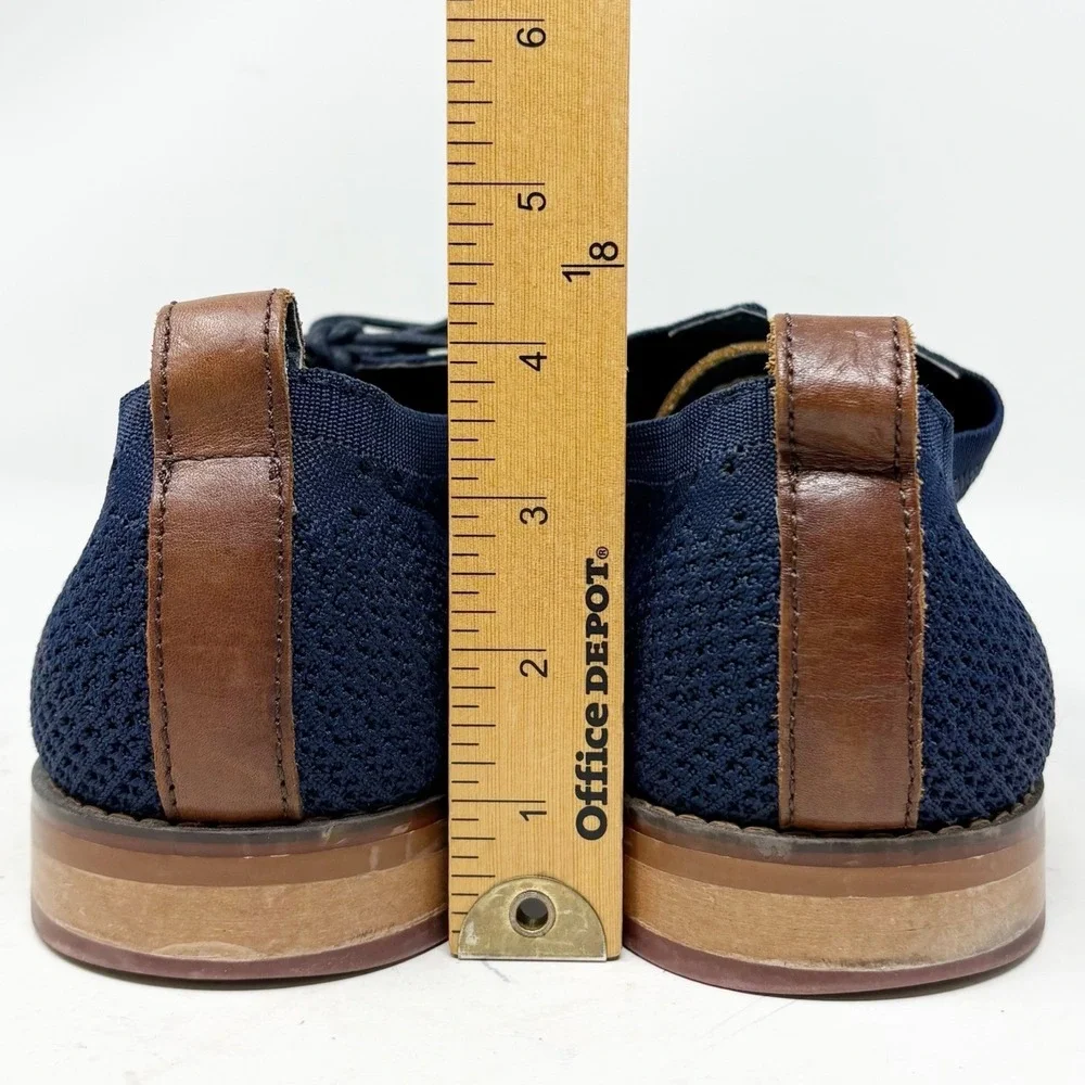 J. Moretti Black Label Mens Navy Knit Wingtip Oxford Dress Shoes Size 12